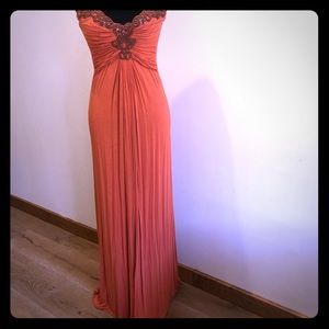 Sky Strapless Maxi Dress Orange and Beaded